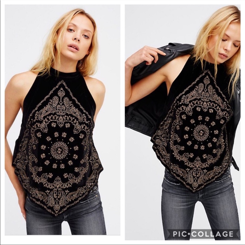 Free People “Bandana Bling” Velvet Tank